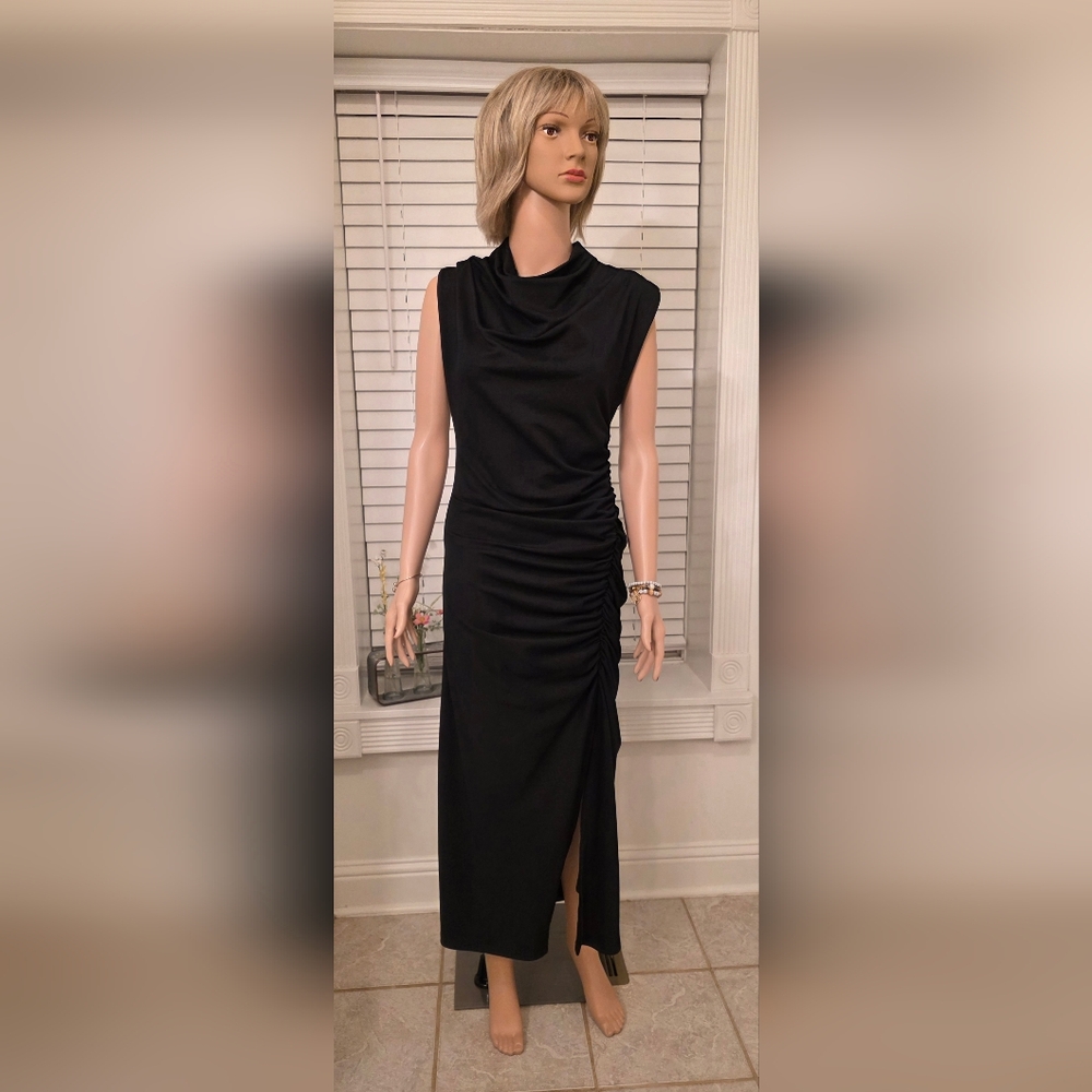 Anthropologie Elegant Black Midi Dress